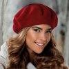 Vínový baret FLORA 100% vlna WOOLMARK W-baret/144 (M)-fm