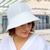 Krumlovanka - Letní dámský klobouk Crochet Cloche nemačkavý - černý- bílý P-12922