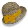 Dámský slaměný klobouk Cloche se žlutou mašlí 100% Seagrass Cha-KDT-95/ZLU