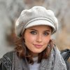 Krumlovanka Dámská zimní čepice s kšiltem 100% vlna - šedý melange W-0143/866