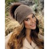 Krumlovanka Hnědá zimní čepice s bambulí W-0808/690BB