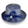 Dámský slavnostní klobouk pruhovaný  - modro-bílý C-016