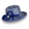 Dámský slavnostní klobouk pruhovaný  - modro-bílý C-016