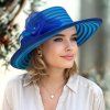 Dámský slavnostní klobouk - modrý zdobený C-044