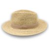 Exkluzivní Crochet klobouk Fedora 100% Rafia natural Handcrafted P-931-241
