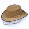 Australský kožený klobouk s nastavitelným řemínkem hnědý Fa-48200