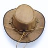 Australský kožený klobouk s nastavitelným řemínkem hnědý Fa-48200