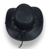 Australský kožený klobouk černý s nastavitelným řemínkem Fa-5826