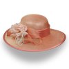 Dámský slavnostní klobouk s květinou a mašlí – lososový - 100% Abaka C-081