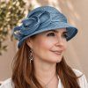 Dámský slavnostní klobouk Cloche od Krumlovanky 100% Sisal - blankytně modrý  KDSL-11/BMOD