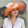 Dámský sisalový slavnostní klobouk - oranžovo - bílý  100% Sisal C-105