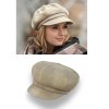 Krumlovanka Dámská podzimní čepice s kšiltem – 8-dílná bekovka - béžový tvíd Me-B57