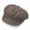 8-dílna dámská bekovka od Krumlovanka - Newsboy Cap - hnědý károvaný tvíd Me-B41