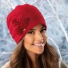Dámská zimní čepice - červená z 100% vlny - Krumlovanka W-0879/001