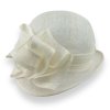 Dámský slavnostní klobouk Cloche s ozdobou -100% Sinamay sláma- smetanový Cha-KDSL-41-SME