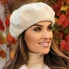 Světle béžový melange baret FLORA 100% vlna WOOLMARK W-baret/960 (M)