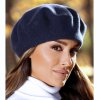 Tmavě modrý baret FLORA 100% vlna WOOLMARK W-baret/161 (M)