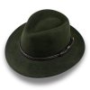 Cestovní nemačkavý voděodolný zelený klobouk-100% vlna-rolovatelný P-71123C/ZEL
