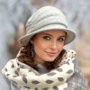 Krumlovanka Dámský šedý zimní klobouk 100% vlna Woolmark s flísovou podšívkou W-0636/866M