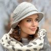 Krumlovanka Dámský šedý zimní klobouk 100% vlna Woolmark s flísovou podšívkou W-0636/866M