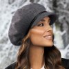 Krumlovanka Dámská antracitově šedá čepice s kšiltem - 100% vlna Woolmark W-0791/844BM