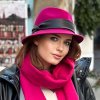 Dámský klobouk trilby vlněný s malou krempou - fuchsie Made In Italy Co-P-010