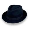 Klasický trilby klobouk vlněný - černý s černou stuhou Made in Italy P-970