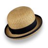 Letní dámský klobouk - slaměný s černou rypsovou stuhou 100% paglie C-128