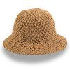 Krumlovanka Letní dámský háčkovaný klobouk - camel se vzorem An-257592H