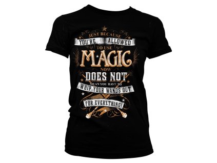 Dámské tričko Harry Potter - Magic, černé - Velikost: S (Velikost S)