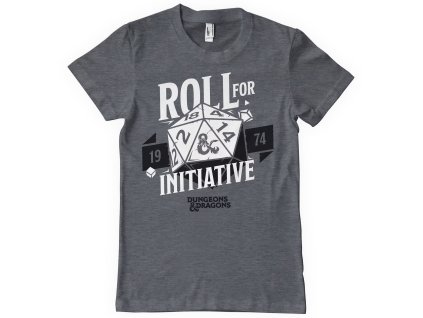 Tričko Dungeons & Dragons - Roll For Initiative, šedé - Velikost: S (Velikost S)
