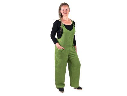 damske lnene kalhoty s laclem zelene 62cc2f459f74a