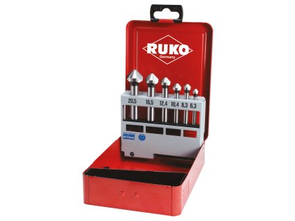 RUKO Sada kuželových a odhrotovacích záhlubníků 6,3-20,5 mm 6 dílů