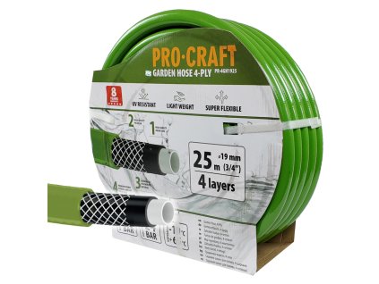 Zelená zahradní hadice Procraft PR-4GH1925 4 vrstvy, 3/4" 25 m | PR-4GH1925