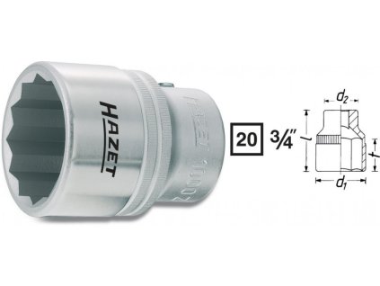 Vnitřní nástrčný klíč 3/4" dvanáctihranný 55mm HAZET 1000Z-55 - HA001712