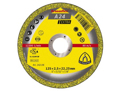 KLINGSPOR Kotouč řezný na ocel A 24 Extra A-ocel | 230x2x22,2 mm