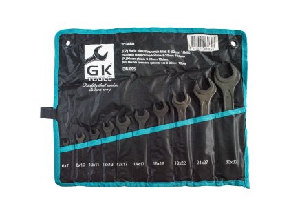 GK TOOLS Sada plochých klíčů 10 dílů | 6-32 mm, textilní obal
