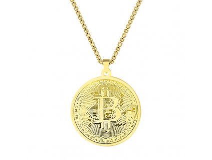 KL041 Přívěšek Bitcoin s řetízkem (zlatý)