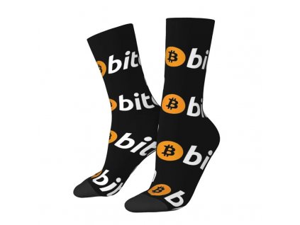 KL094 Ponožky Bitcoin (černobílé)