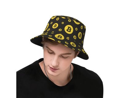 Polyesterový kvalitní klobouk ozdobený Bitcoin motivem