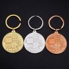 Klíčenka Bitcoin s lesklým povrchem, vyrobená z kovu a zinku má oboustranný design