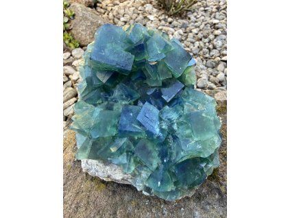 Fluorit drůza zeleno-modrá