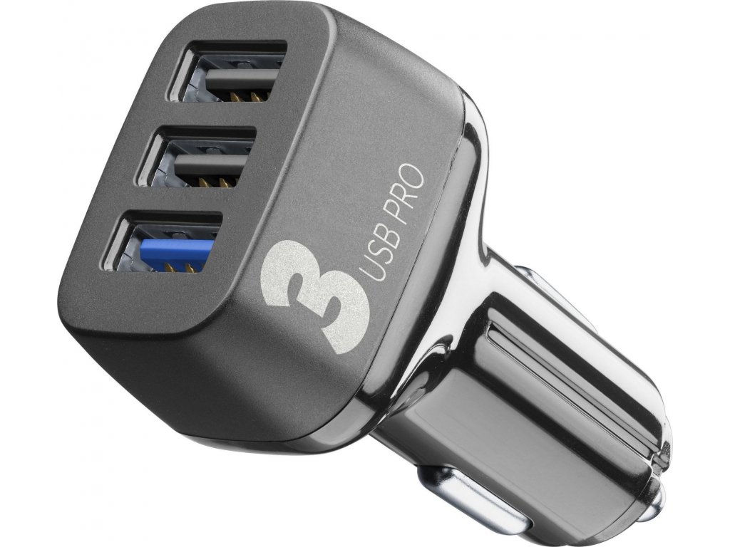 Autonabíječka Cellularline Car Multipower 3 PRO s technologií Smartphone Detect