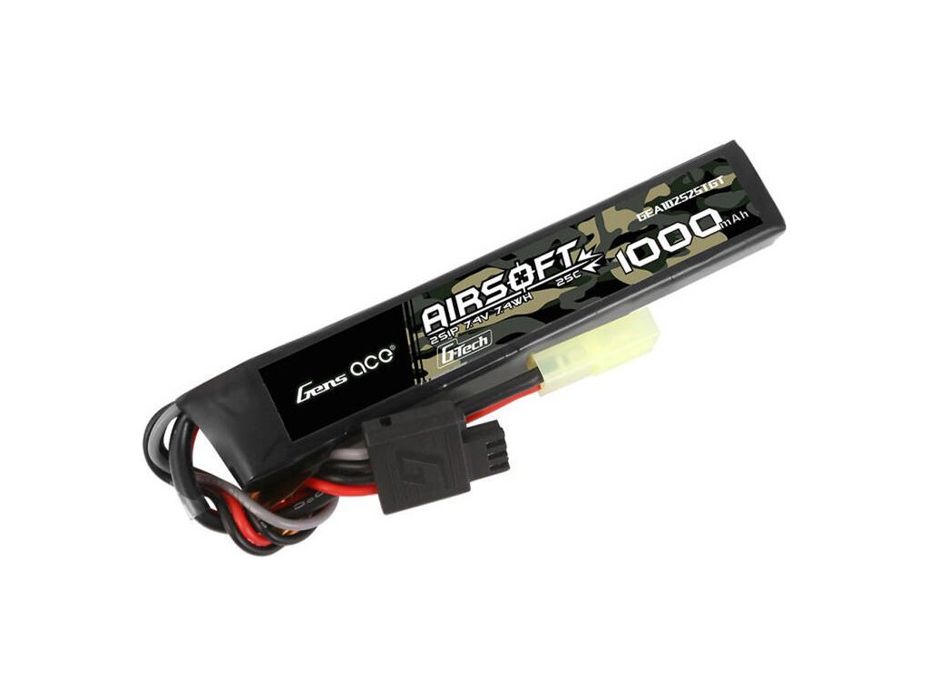 Gens ace G-Tech 25C 1000mAh 2S1P 7,4V Airsoft Gun Lipo baterie s mini Tamiya konektorem