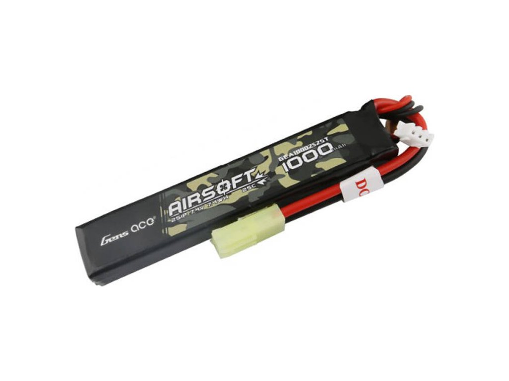 Gens ace 25C 1000mAh 2S1P 7,4V Airsoft Gun Lipo baterie s mini Tamiya konektorem
