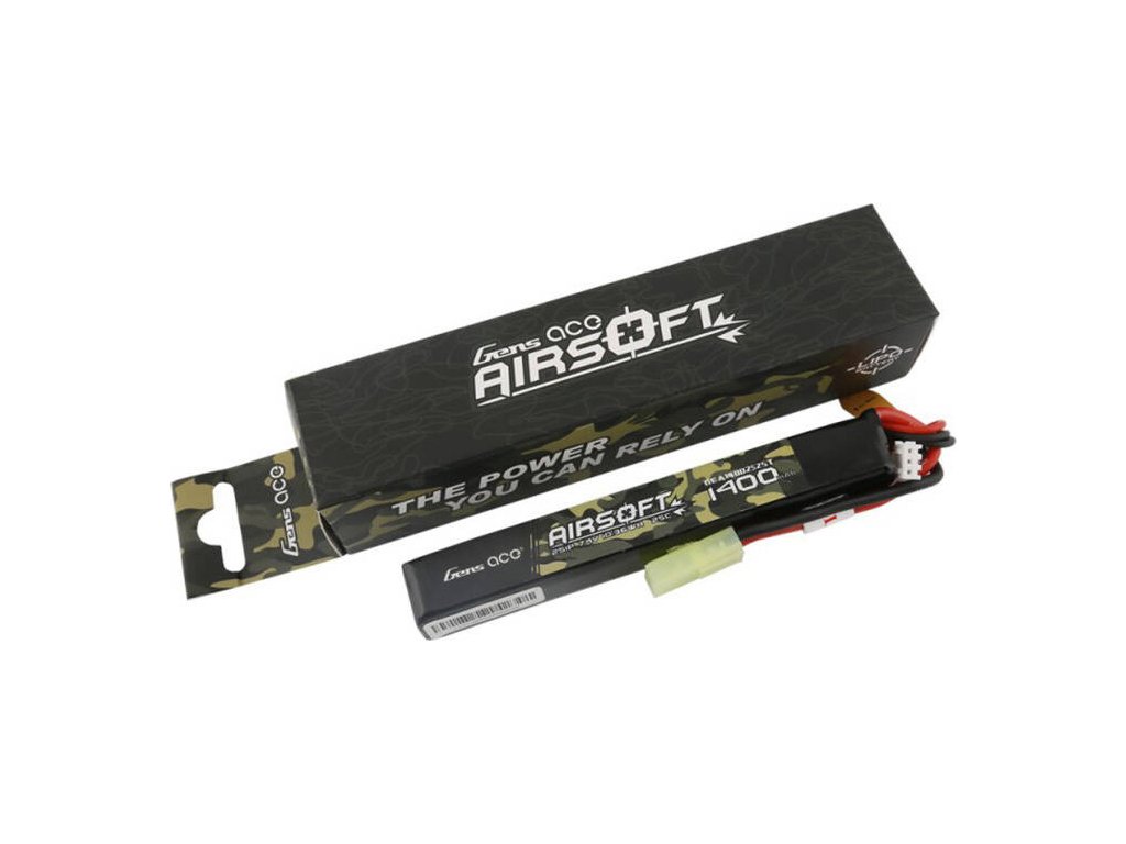Gens ace 25C 1400mAh 2S1P 7,4V Airsoft Gun Lipo baterie s mini Tamiya konektorem