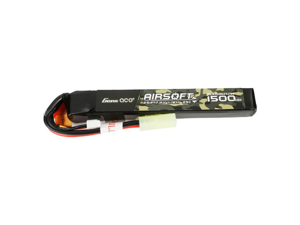 Gens ace 25C 1500mAh 2S1P 7,4V Airsoft Gun Lipo baterie s mini Tamiya konektorem