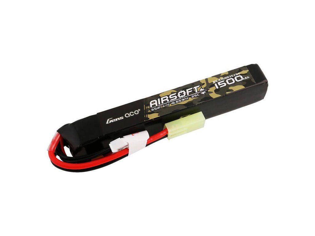 Gens ace 25C 1500mAh 3S1P 11.1V Airsoft Gun Lipo baterie s mini Tamiya konektorem