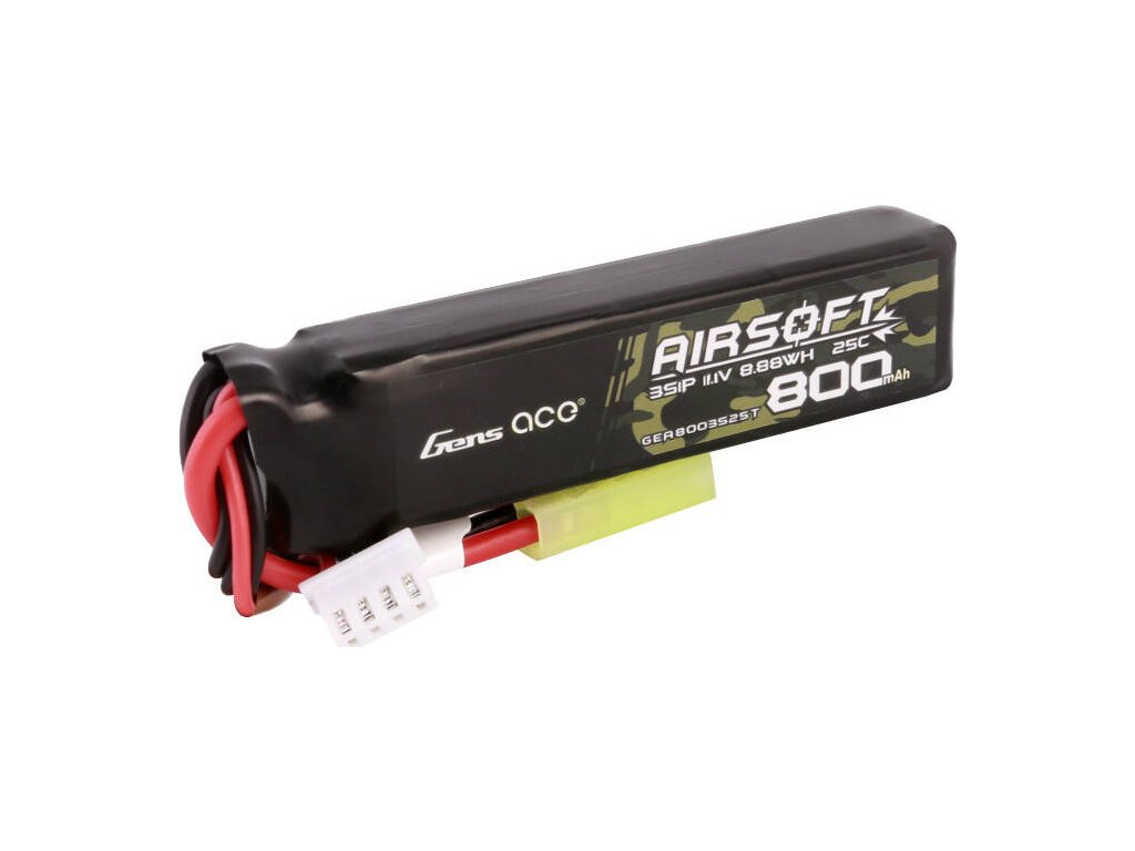 Gens Ace Lipo 800MAH 11.1V 25C 3S1P Airsoft Gun Lipo baterie s mini Tamiya konektorem