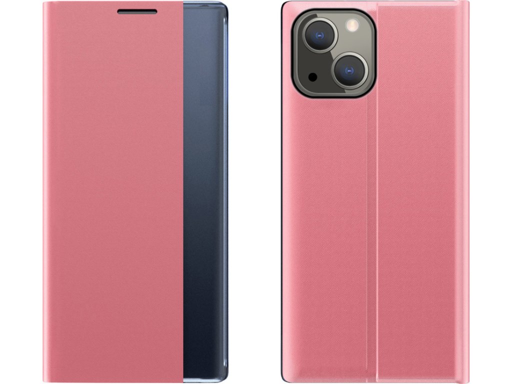 Sleep Case Bookcase Type Case with Smart Window for iPhone 13 mini pink